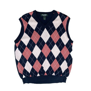 Brooks Brothers Vest Mens XL Cotton Argyle Preppy Golf Academia Pullover Sweater
